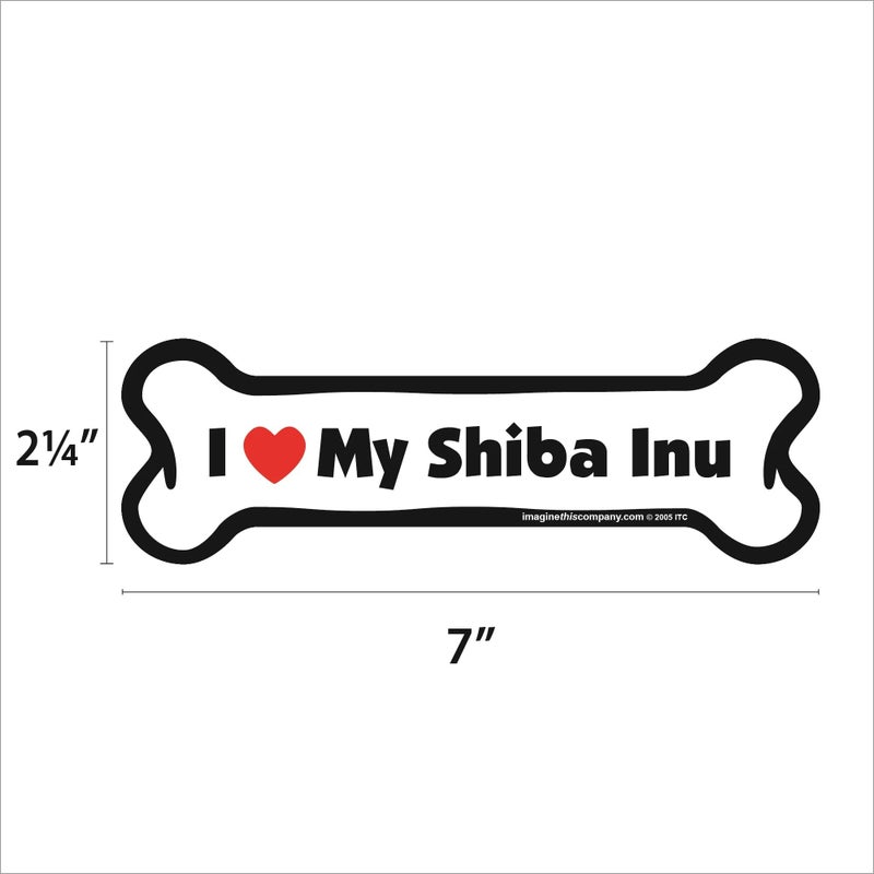 Imagine This Company I Love My Breed Bone Shaped Pet Magnet; Removable Magnets for Cars, Fridges, Lockers & More, Stylish Pet Inspired Car Accessories, 2 x 7 inches, 1 Item, White/Black, Shiba Inu - Image 2